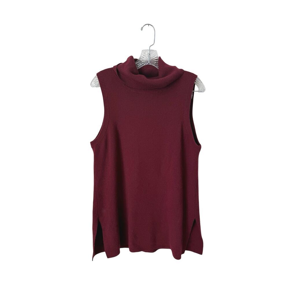 Anthropologie Knit Turtleneck Sleeveless Maroon Top Size Medium